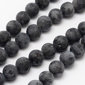 Natural Larvikite Beads Strands, Frosted, Round, 4mm, Hole: 0.8mm, about 90pcs/strand, 14.1 inch