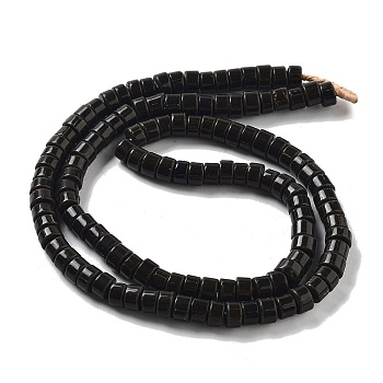 Handmade Lampwork Beads, Column, Black, 8~8.5x4~6mm, Hole: 1.8mm, about 131pcs/strand, 25.79''(65.5cm)