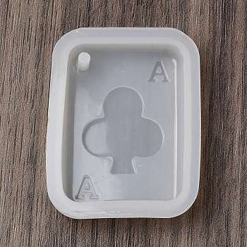 Playing Card Theme DIY Pendant Silicone Molds, Resin Casting Molds, for UV Resin, Epoxy Resin Craft Making, WhiteSmoke, Club, 48x36x10mm, Hole: 2mm
