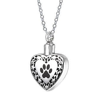 Heart with Word Shape Stainless Steel Pendant Necklaces with Cable Chains, Stainless Steel Color, no size