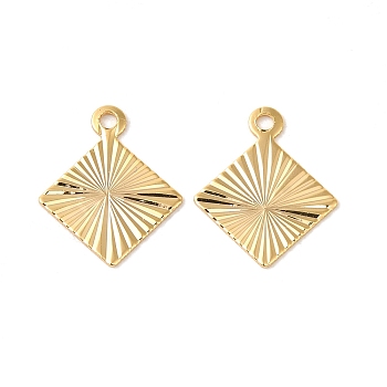 Brass Pendants, Real 18K Gold Plated, Rhombus, 15.5x12.5x0.5mm, Hole: 1.4mm