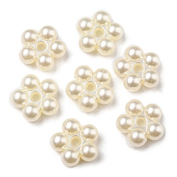 ABS Imitation Pearl Beads, Flower, 15x15x6mm, Hole: 2mm
