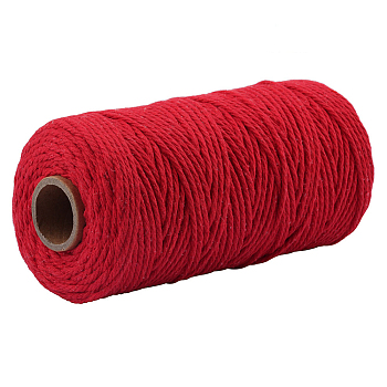 100M 2-Ply Cotton Thread, Macrame Cord, Decorative String Threads, for DIY Crafts, Red, 2mm