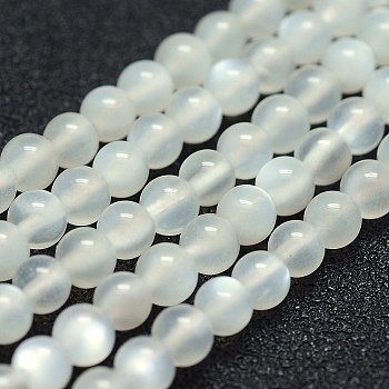 Natural Rainbow Moonstone Beads Strands, Grade AA, Round, 6mm, Hole: 1mm, about 67pcs/strand, 15.7 inch(40cm)