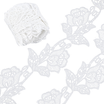 Polyester Lace Trim, for Sewing Craft, Flower, White, 3 inch(75mm)