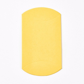 Kraft Paper Wedding Favor Gift Boxes, Pillow, Yellow, 6.5x9x2.5cm