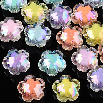 AB Color Transparent Acrylic Beads, Bead in Bead, Flower, Mixed Color, 16.5x17x10.5mm, Hole: 2.5mm, about 295pcs/500g