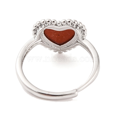 Heart Natural Gemstone Adjustable Rings(RJEW-Q817-05P)-4