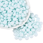 200Pcs Opaque Baking Paint Glass Seed Beads, Round Hole, Rondelle, Light Cyan, 8~8.5x5mm, Hole: 1.2~1.4mm(SEED-PA0001-01A)