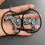 Acrylic Dangle Earrings, Platinum, Zebra, 82x55mm(FS-WG2019C-01)