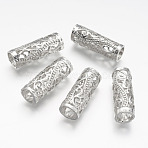Alloy Beads, Tube, Hollow, Platinum, 31x11mm, Hole: 8mm(PALLOY-P121-06P)