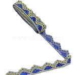 Sparkle Polyester Lace Ribbon, Flower Edge Lace Trimming with Paillette, Clothing Accessories, Blue, 1-3/4 inch(43.5mm)(SRIB-WH20020-049A)