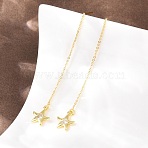 Brass Clear Cubic Zirconia Ear Thread, Rack Plating, Long-Lasting Plated, Lead Free & Cadmium Free, Golden, Starfish, 61.5x9.5mm(EJEW-H182-05A-G)