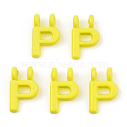 Rack Plating Spray Painted Alloy 2-Loop Link Pendants, Letter Charms, Lead Free & Nickel Free & Cadmium Free, Letter.P, 14x9x2mm, Hole: 2mm(PALLOY-N176-01P)