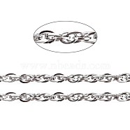 304 Stainless Steel Rope Chains, Soldered, with Card Paper, Stainless Steel Color, Links: 3x2x1mm, about 32.8 Feet(10m)/card(CHS-L024-016A)