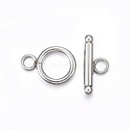 201 Stainless Steel Toggle Clasps, Stainless Steel Color, 16.5x12x2mm, Hole: 3mm, Bar: 18x7.5x3mm, Hole: 3mm(STAS-F174-02P-A)
