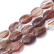 Synthetic Rutilated Quartz Beads Strands, Oval, Sienna, 18~18.5x13~13.5x5mm, Hole: 1mm, about 22pcs/strand, 15.7 inch(G-S292-52A-1)