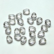 Imitation Austrian Crystal Beads, Grade AAA, Faceted, teardrop, Clear, 12x9x3.5mm, Hole: 0.9~1mm(SWAR-F086-12x10mm-01)