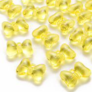 Transparent Acrylic Pendants, Bowknot, Yellow, 21x29x10.5mm, Hole: 2.5mm, about 118pcs/500g(TACR-T024-02BB-916)