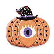 Halloween Printed Acrylic Pendants, Pumpkin, 38x37.5x2mm, Hole: 1.5mm(MACR-M048-03B)