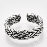 Alloy Cuff Finger Rings, Wide Band Rings, Antique Silver, Size 7, 17mm(RJEW-T008-28)