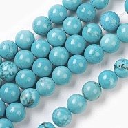 Natural Howlite Beads Strands, Round, Dyed & Heated, Turquoise, 6mm, Hole: 1mm, about 62pcs/strand, 15.7 inch(39.8cm)(TURQ-P027-21A-6mm)