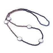 Natural Howlite Beaded Necklaces, with Rhinestone and Glass, 30.7 inch(78cm)(NJEW-G323-02)