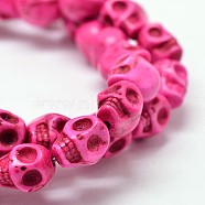 Dyed Synthetic Turquoise Bead Strands, Skull, Deep Pink, 10x8x10mm, Hole: 1mm, about 38~40pcs/strand, 15~15.5 inch(X-G-M145-13-B)
