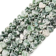 Natural Green Spot Jasper Beads Strands, Heart, 6x6x3mm, Hole: 1mm, about 69~71pcs/strand, 14.57''~14.96''(37~38cm)(G-M403-A22-02)