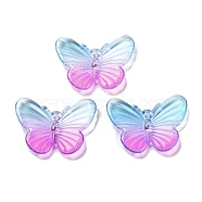 Transparent Acrylic Pendants, Butterfly, Light Blue, 20x26x3mm, Hole: 1.4mm(OACR-H116-06D)