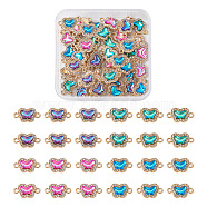 48Pcs 4 Colors Alloy Crystal Rhinestone Connector Charms, with Acrylic, Light Gold, Butterfly, Mixed Color, 18x10.5mm, Hole: 2mm, 12pcs/color(FIND-SW0001-26)