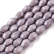 Opaque Solid Color Imitation Jade Beads Strands, Faceted, Teardrop, Rosy Brown, 8x6mm, Hole: 1.2mm, about 65~67pcs/strand, 20.08 inch(51cm)(EGLA-N013-P6mm-D09)