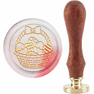 Brass Wax Seal Stamp with Handle, for DIY Scrapbooking, Easter Theme Pattern, 3.5x1.18 inch(8.9x3cm)(AJEW-WH0184-0791)