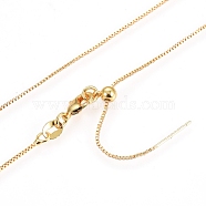 Adjustable Electroplate Brass Venetian Chain Necklaces, Long-Lasting Plated, with Lobster Claw Clasps and Round Beads, Golden, 18.3 inch(46.5cm)(X-MAK-L028-02G)