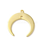 Brass Pendants, Moon Charms, Real 24K Gold Plated, 19x18x1mm, Hole: 1.2mm(KK-P259-42G)