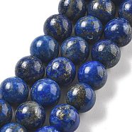 Natural Lapis Lazuli Beads Strands, Round, 8mm, Hole: 1mm, about 45~47pcs/strand, 15 inch(38cm)(G-P348-01-8mm)