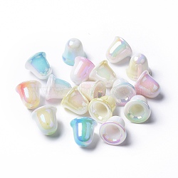 Two Tone Opaque Acrylic Beads, Mixed Color, 8x8x11mm, Hole: 1.5mm(X-SACR-K004-02)