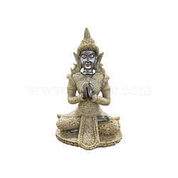 Resin Buddha Statue, for Zen Home Office Feng Shui Ornament, Silver, 75x50x110mm(PW-WG25489-09)