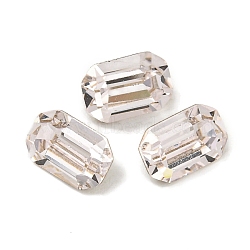 Glass Rhinestone Cabochons, Flat Back & Back Plated, Faceted, Recctangle, Rosaline, 6x4x3mm(RGLA-L029-18A-508)