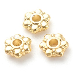 Rack Plating Alloy Spacer Beads, Lead Free & Cadmium Free, Long-Lasting Plated, Flower, Real 18K Gold Plated, 7.5x8x2.5mm, Hole: 2mm(KK-J277-29G)