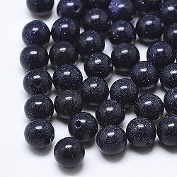 Synthetic Blue Goldstone Beads, Half Drilled, Round, 12mm, Half Hole: 1.2mm(G-T122-25C-05)