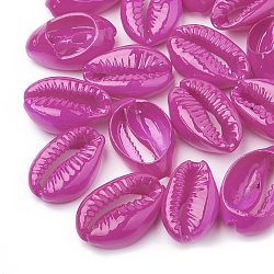 Cowrie Shell Beads, Spray Painted, Magenta, 15~18x11~12x5~7mm(SHEL-T007-74C)