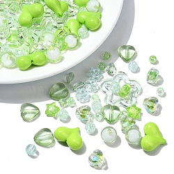 120Pcs 12 Styles Mixed Styles Acrylic Beads, Mixed Shapes, Light Green, 5.5~30x5.5~30.5x5~10mm, Hole: 1.4~3mm, 10pcs/style(MACR-YW0003-05E)