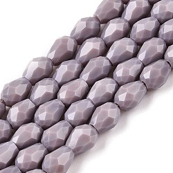 Opaque Solid Color Beads Strands, Faceted, Teardrop, Rosy Brown, 8x6mm, Hole: 1.2mm, about 65~67pcs/strand, 20.08 inch(51cm)(EGLA-N013-P6mm-D09)