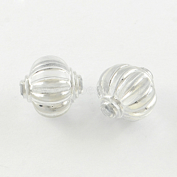 Lantern Plating Transparent Acrylic Beads, Silver Metal Enlaced, Clear, 14mm, Hole: 2mm(X-PACR-S452-42)