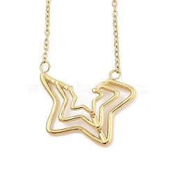 304 Stainless Steel Star Outline Pendant Cable Chain Necklaces, Golden, 16.81 inch(42.7cm)(NJEW-H044-01G)