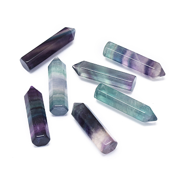 Natural Fluorite Beads, Healing Stones, Reiki Energy Balancing Meditation Therapy Wand, No Hole/Undrilled, Faceted, Bullet, 37~41x10mm