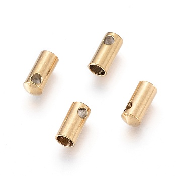 Ion Plating(IP) 304 Stainless Steel Cord Ends, End Caps, Column, Golden, 8.5x3.8mm, Hole: 1.6mm, Inner Diameter: 3mm