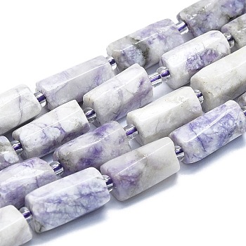 Natural Purple Turquoise Beads Strands, with Seed Beads, Faceted, Column, 12~13x6~8x6~8mm, Hole: 1mm, about 28pcs/strand, 15.55''~15.75'(39.5~40cm)