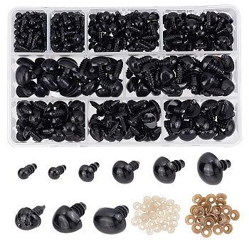 ELITE Plastic Dog Noses Crafts, for DIY Doll Toys Accessories, Black, 16.5mm, Pin: 4.2~5mm, 30set/box